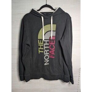 THE NORTH FACE Women’s XL Hoodie Black Colorful Graphic Logo Pullover Sweatshirt